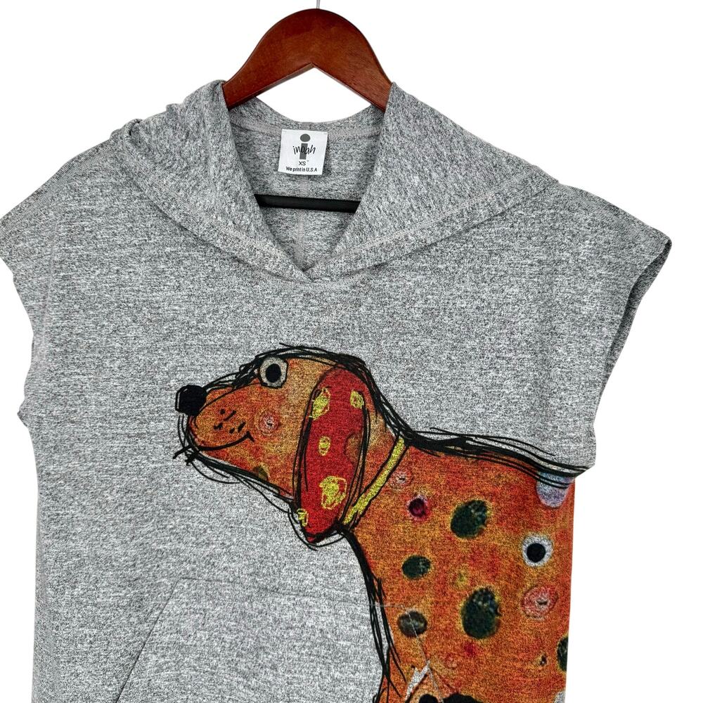 NEW NWOT Inoah Womens Sz XS Wearable Art Dogs Hoodie Tank Blouse Shirt Top - Picture 3 of 6